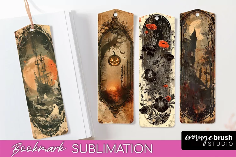 Vintage Halloween Bookmark - Printable Scrapbook Bookmarks