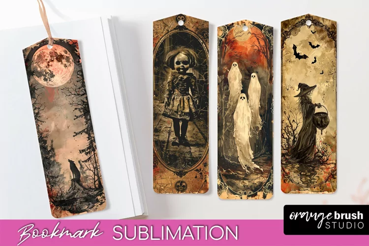 Vintage Halloween Bookmark - Printable Scrapbook Bookmarks
