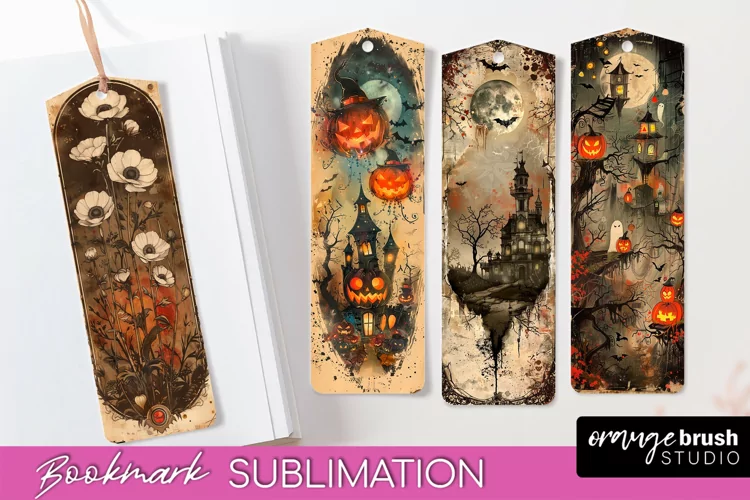 Vintage Halloween Bookmark - Printable Scrapbook Bookmarks