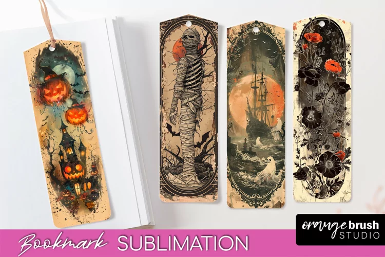 Vintage Halloween Bookmark - Printable Scrapbook Bookmarks