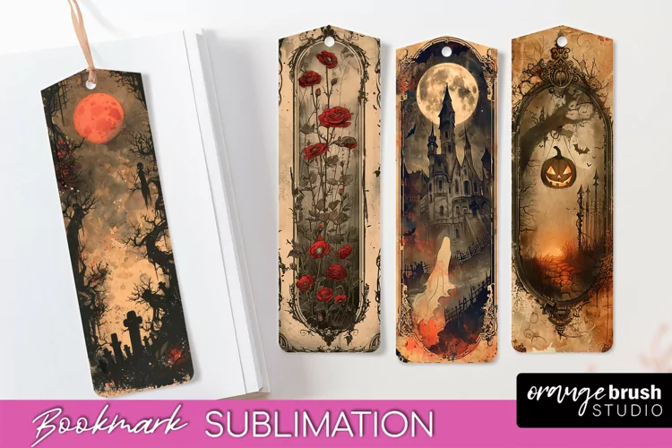 Vintage Halloween Bookmark - Printable Scrapbook Bookmarks