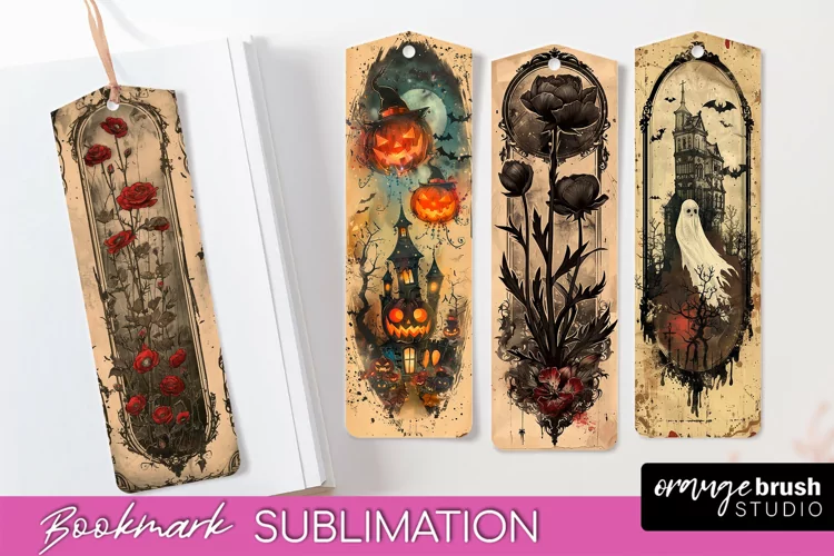 Vintage Halloween Bookmark - Printable Scrapbook Bookmarks