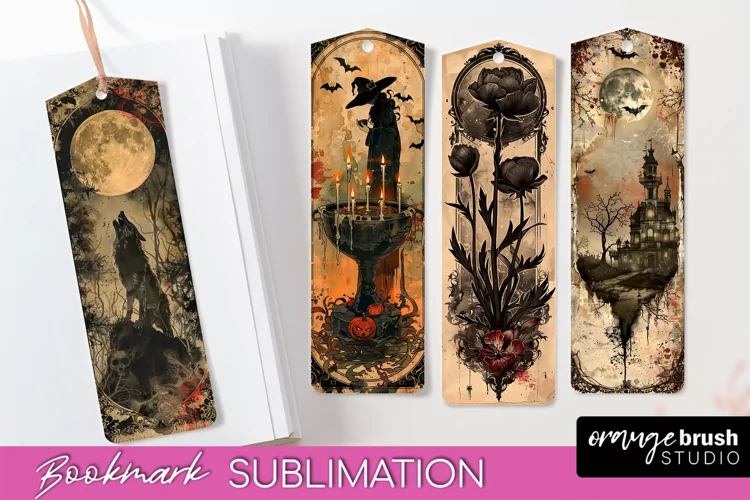 Vintage Halloween Bookmark - Printable Scrapbook Bookmarks