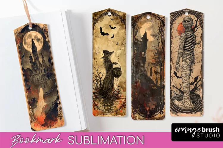 Vintage Halloween Bookmark - Printable Scrapbook Bookmarks