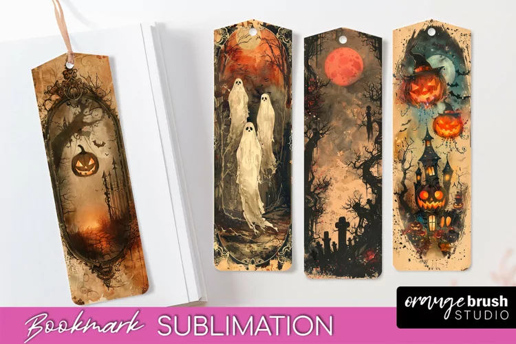 Vintage Halloween Bookmark - Printable Scrapbook Bookmarks