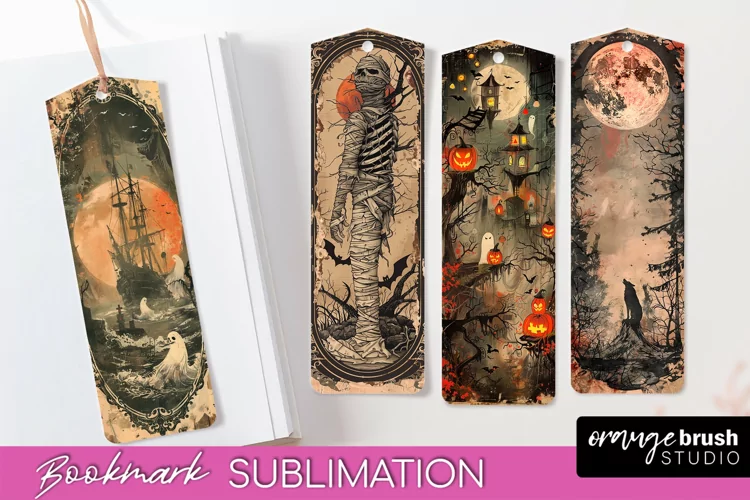 Vintage Halloween Bookmark - Printable Scrapbook Bookmarks