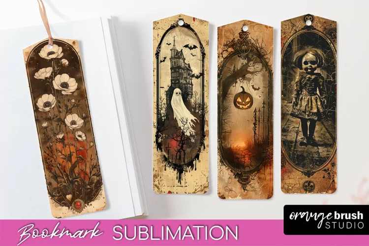 Vintage Halloween Bookmark - Printable Scrapbook Bookmarks