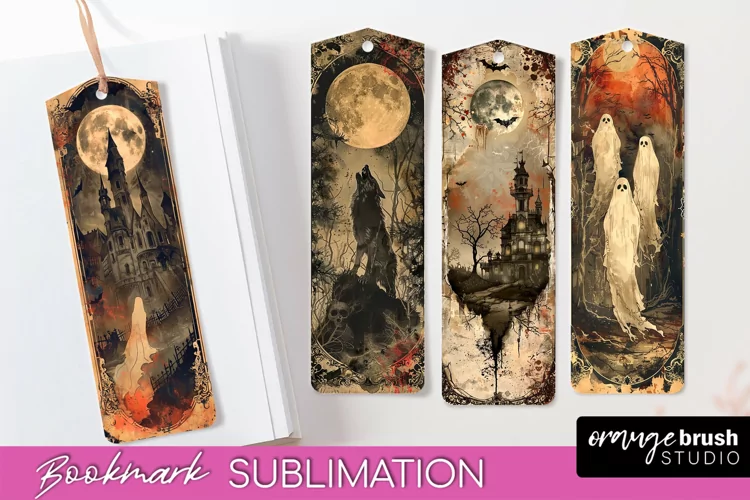 Vintage Halloween Bookmark - Printable Scrapbook Bookmarks