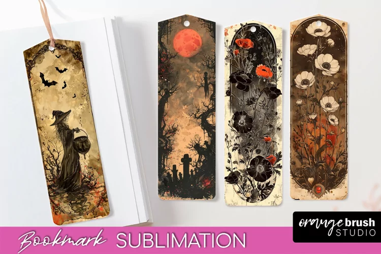 Vintage Halloween Bookmark - Printable Scrapbook Bookmarks