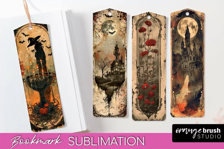 Vintage Halloween Bookmark - Printable Scrapbook Bookmarks