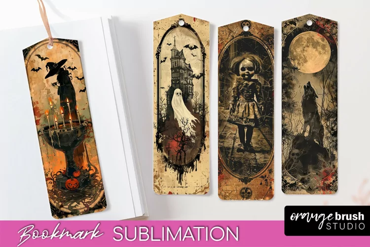 Vintage Halloween Bookmark - Printable Scrapbook Bookmarks