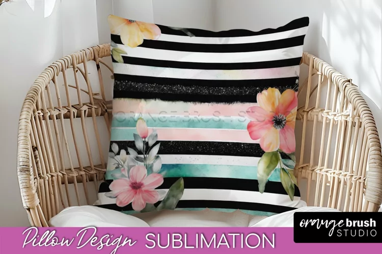 Watercolor Flowers Pillow Cover - Summer Pillow Sublimation