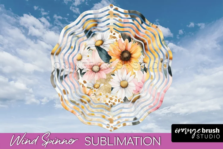 Pink Flowers Wind Spinner - Summer Wind Spinner Sublimation
