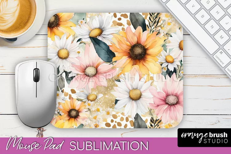 Floral Mouse Pad PNG - Pink Flowers Mousepad Sublimation