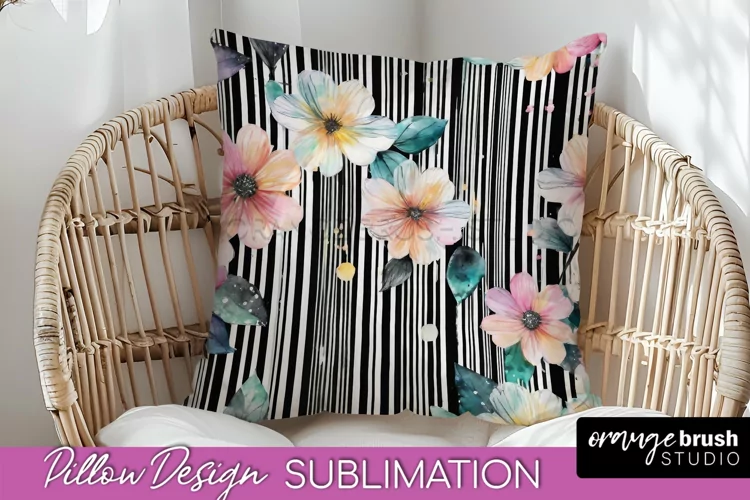 Watercolor Flowers Pillow Cover - Summer Pillow Sublimation