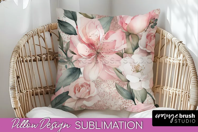 Watercolor Flowers Pillow Cover - Summer Pillow Sublimation