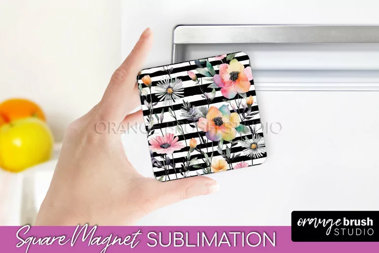 Pink Flowers Magnet Sublimation - Watercolor Magnet Design