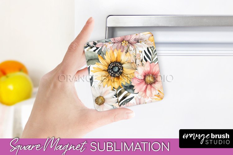 Pink Flowers Magnet Sublimation - Watercolor Magnet Design