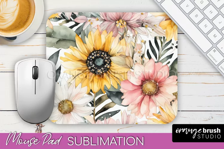 Floral Mouse Pad PNG - Pink Flowers Mousepad Sublimation
