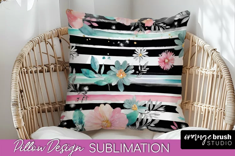 Watercolor Flowers Pillow Cover - Summer Pillow Sublimation