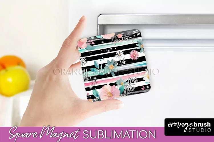Pink Flowers Magnet Sublimation - Watercolor Magnet Design