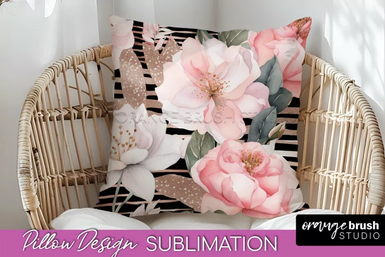 Watercolor Flowers Pillow Cover - Summer Pillow Sublimation