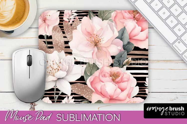 Floral Mouse Pad PNG - Pink Flowers Mousepad Sublimation