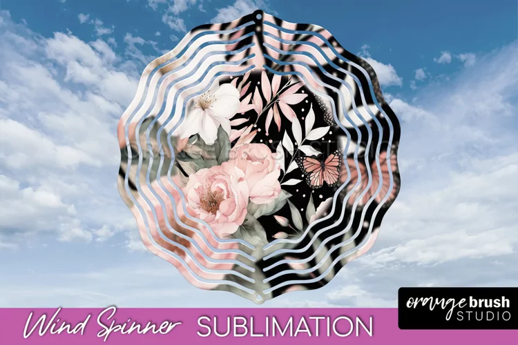 Pink Flowers Wind Spinner - Summer Wind Spinner Sublimation