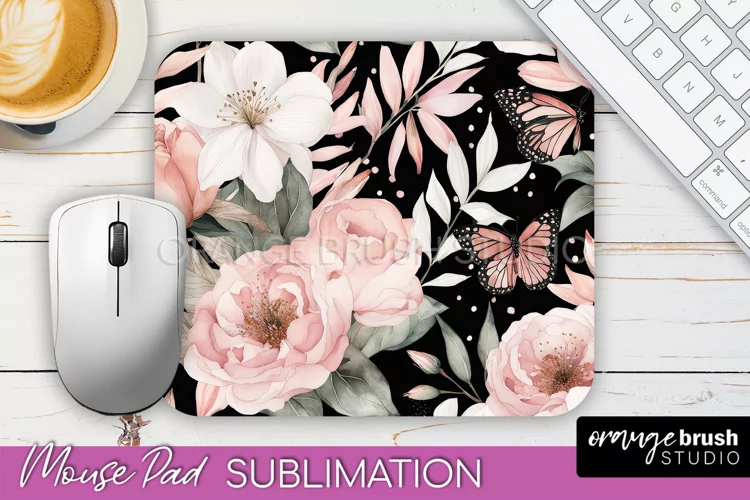 Floral Mouse Pad PNG - Pink Flowers Mousepad Sublimation