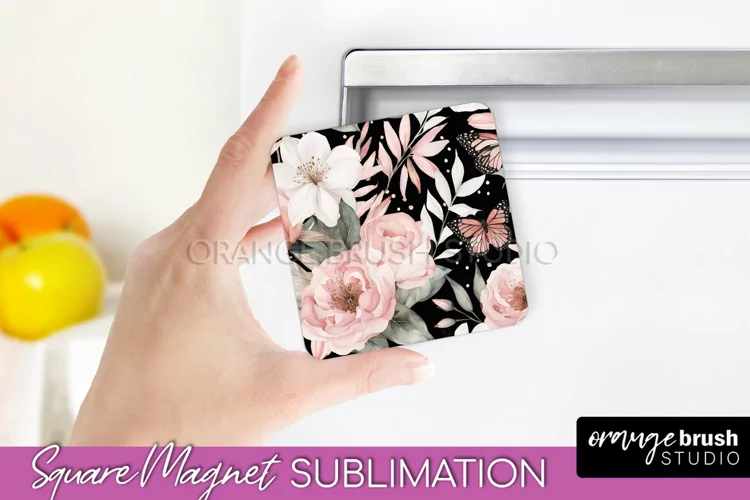 Pink Flowers Magnet Sublimation - Watercolor Magnet Design