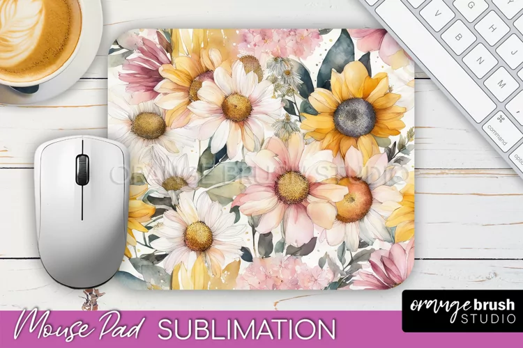 Floral Mouse Pad PNG - Pink Flowers Mousepad Sublimation