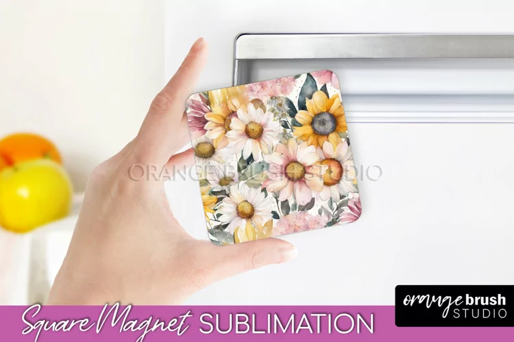 Pink Flowers Magnet Sublimation - Watercolor Magnet Design