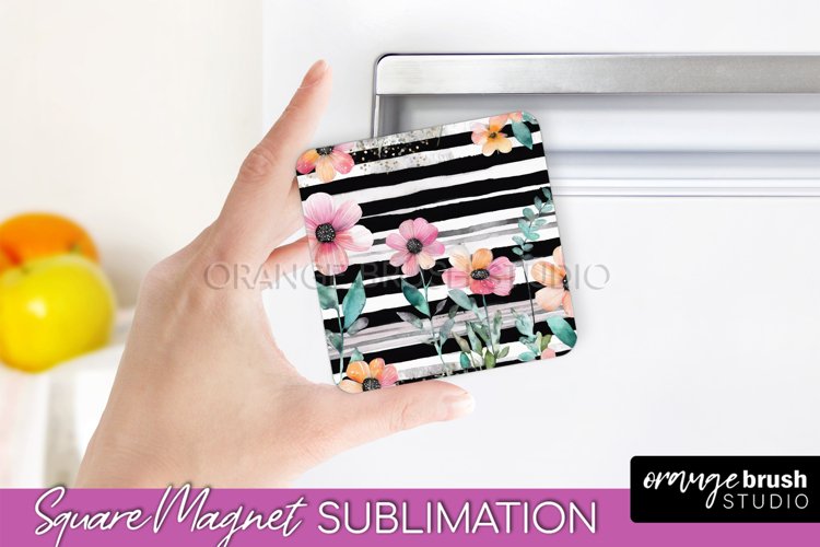 Pink Flowers Magnet Sublimation - Watercolor Magnet Design