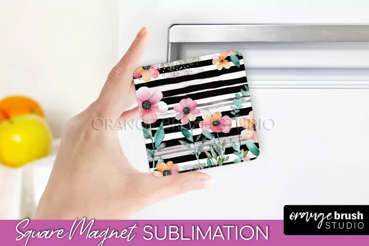 Pink Flowers Magnet Sublimation - Watercolor Magnet Design