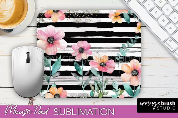 Floral Mouse Pad PNG - Pink Flowers Mousepad Sublimation