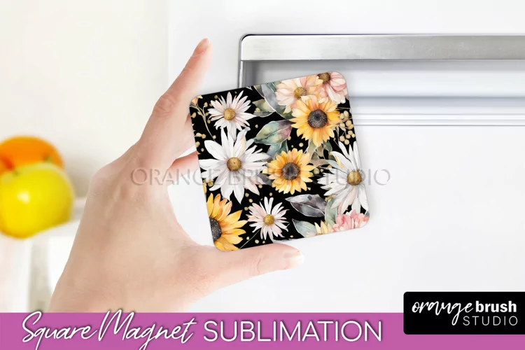Pink Flowers Magnet Sublimation - Watercolor Magnet Design