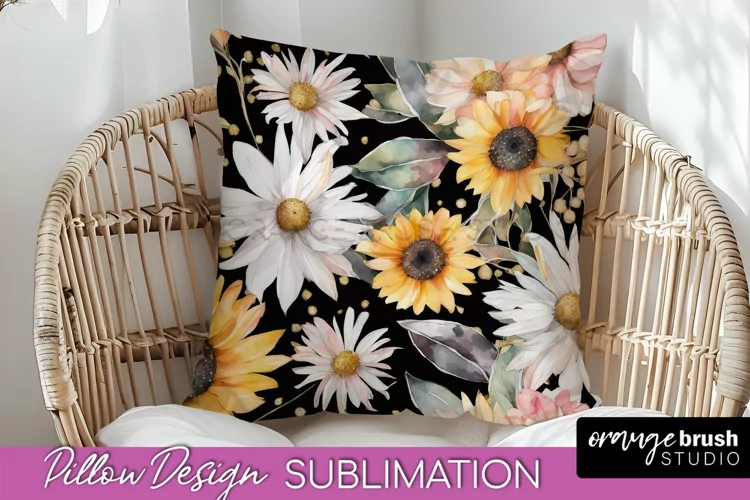 Watercolor Flowers Pillow Cover - Summer Pillow Sublimation