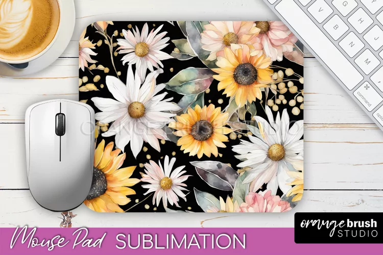 Floral Mouse Pad PNG - Pink Flowers Mousepad Sublimation