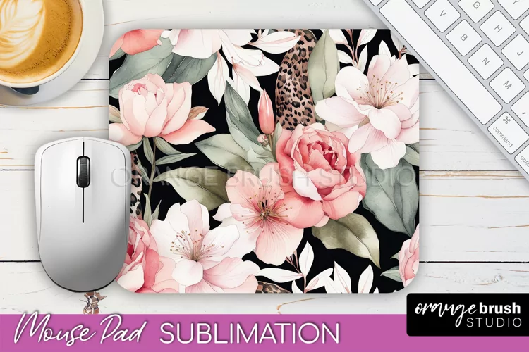 Floral Mouse Pad PNG - Pink Flowers Mousepad Sublimation
