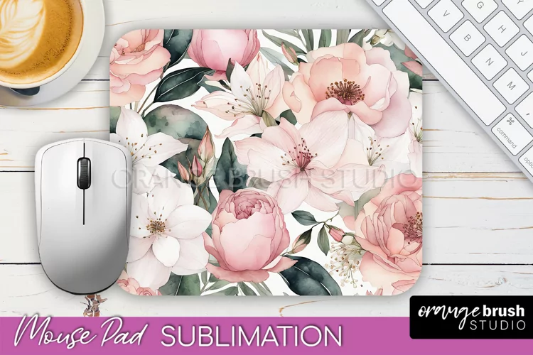 Floral Mouse Pad PNG - Pink Flowers Mousepad Sublimation