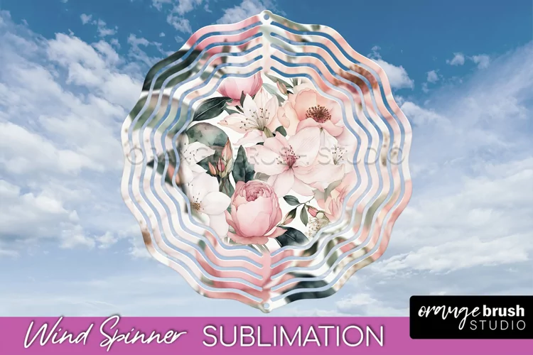 Pink Flowers Wind Spinner - Summer Wind Spinner Sublimation