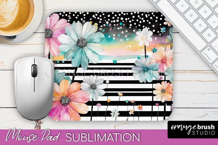 Floral Mouse Pad PNG - Pink Flowers Mousepad Sublimation