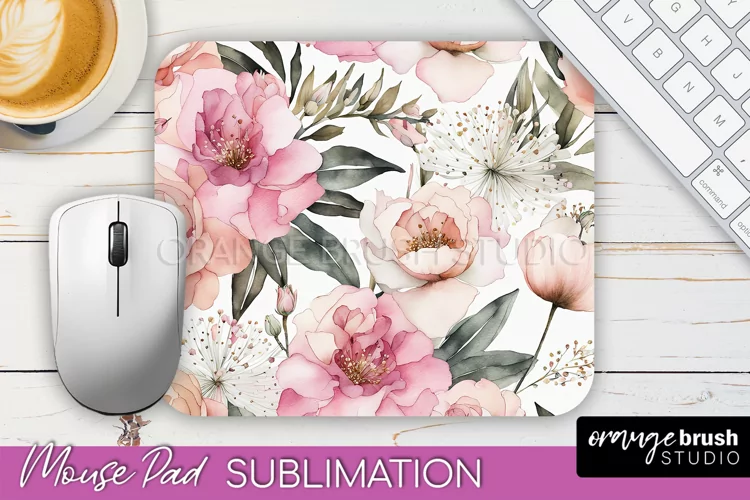 Floral Mouse Pad PNG - Pink Flowers Mousepad Sublimation