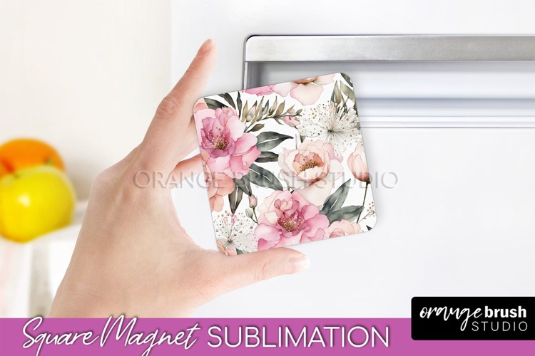 Pink Flowers Magnet Sublimation - Watercolor Magnet Design