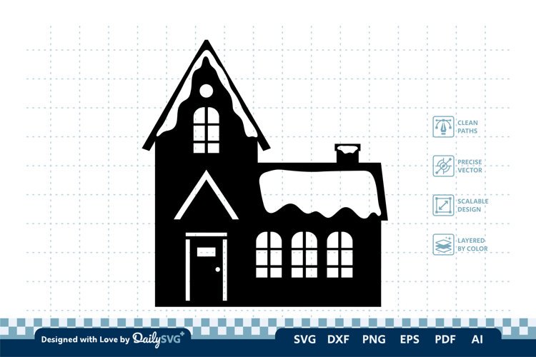 Winter House SVG | Cozy Snowy Cabin Cut File example image 1