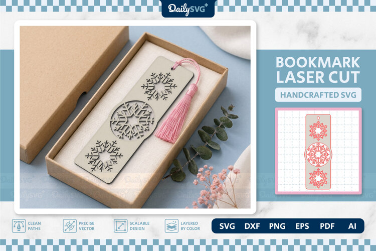 Winter Snowflake Bookmark SVG | Christmas Cut File example image 1