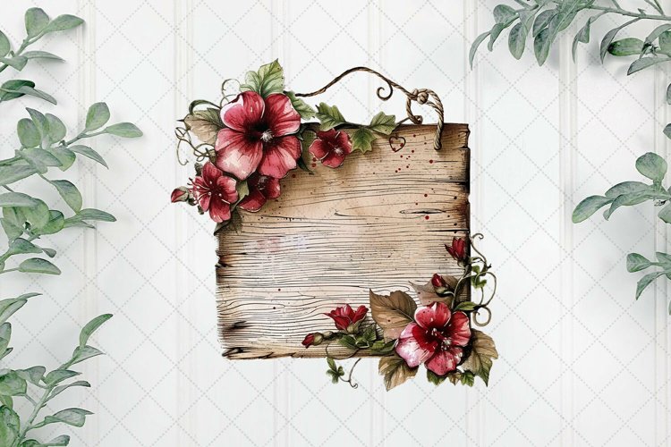 Wooden Flowers And Hearts Sublimation