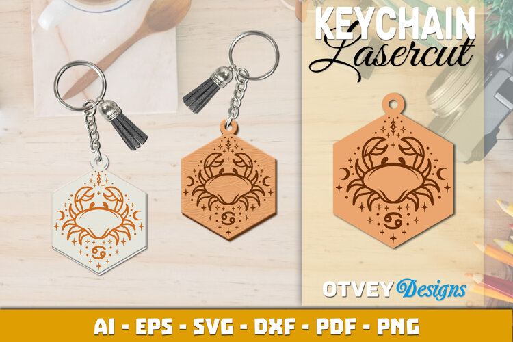 Zodiac Keychain Lasercut | Keychain Design Lasercut example image 1