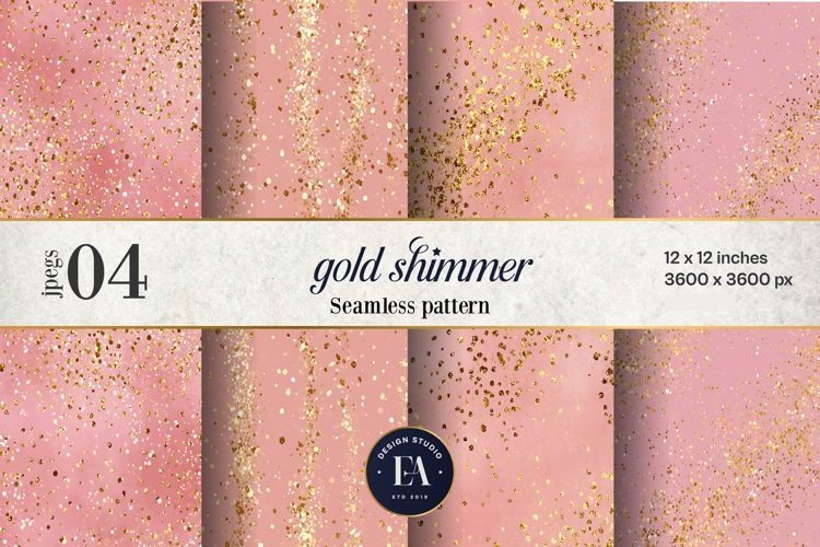 Pink Gold Shimmer Digital Paper, Glitter Texture