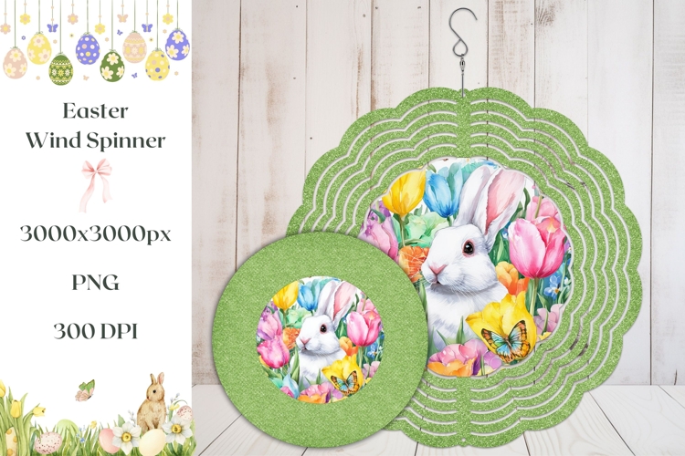 Green Glitter Wind Spinner, Tulips Wind Spinner Design